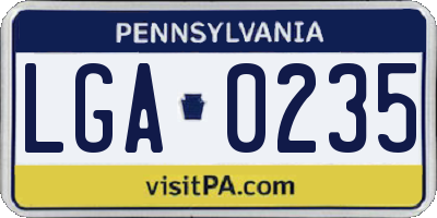 PA license plate LGA0235