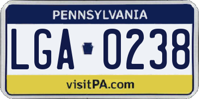 PA license plate LGA0238