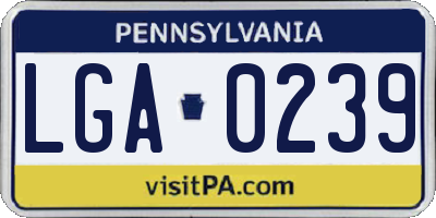 PA license plate LGA0239
