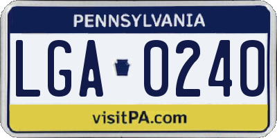 PA license plate LGA0240