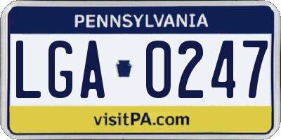 PA license plate LGA0247