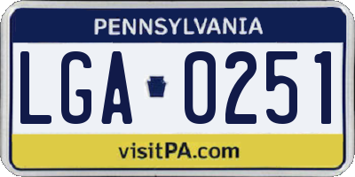 PA license plate LGA0251