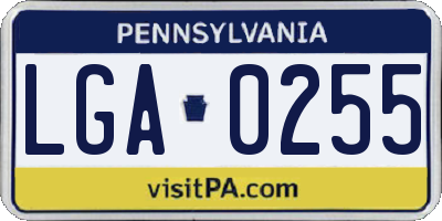 PA license plate LGA0255