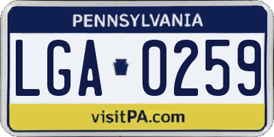PA license plate LGA0259