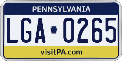 PA license plate LGA0265