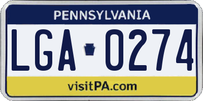 PA license plate LGA0274