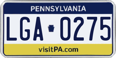 PA license plate LGA0275