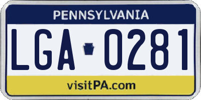 PA license plate LGA0281