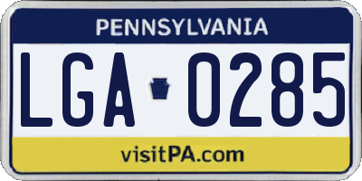 PA license plate LGA0285