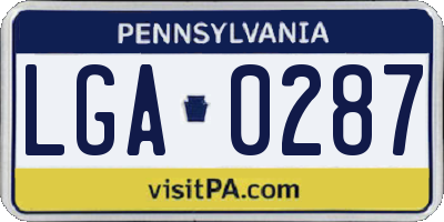 PA license plate LGA0287