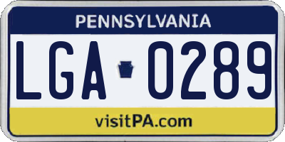 PA license plate LGA0289
