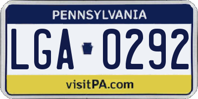 PA license plate LGA0292