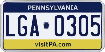 PA license plate LGA0305