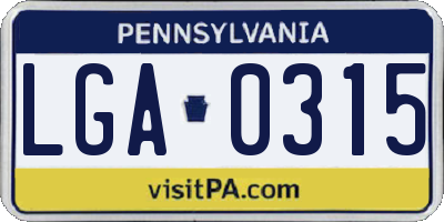 PA license plate LGA0315