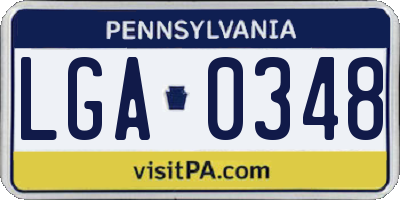 PA license plate LGA0348