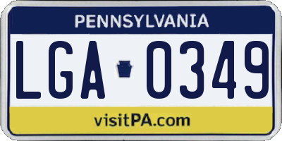 PA license plate LGA0349