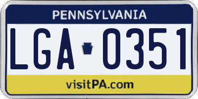 PA license plate LGA0351