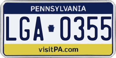 PA license plate LGA0355
