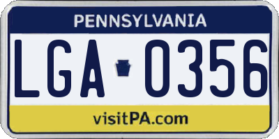 PA license plate LGA0356