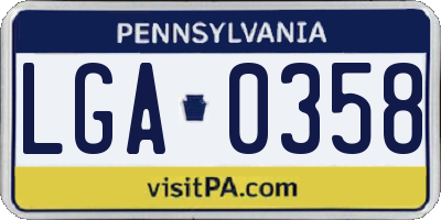 PA license plate LGA0358