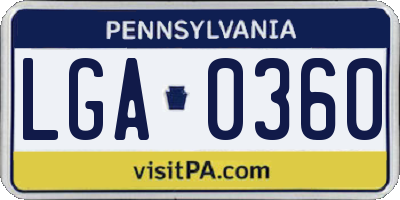 PA license plate LGA0360