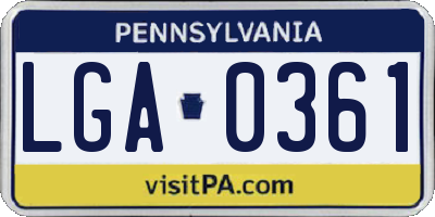 PA license plate LGA0361