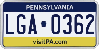 PA license plate LGA0362