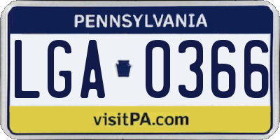 PA license plate LGA0366