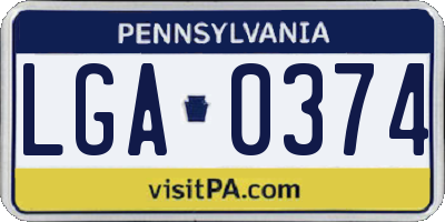 PA license plate LGA0374