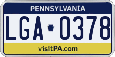 PA license plate LGA0378