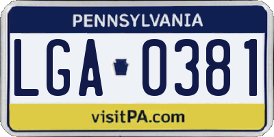 PA license plate LGA0381