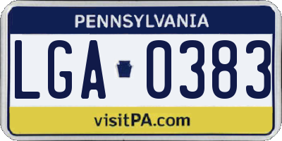PA license plate LGA0383