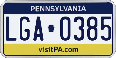 PA license plate LGA0385
