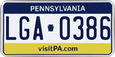 PA license plate LGA0386