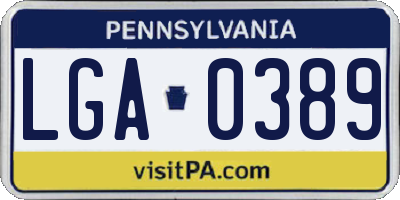 PA license plate LGA0389