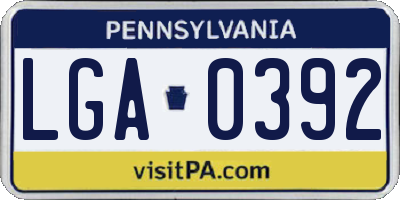 PA license plate LGA0392