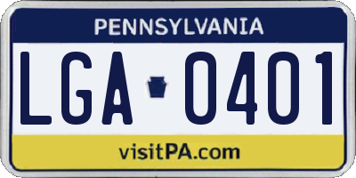 PA license plate LGA0401