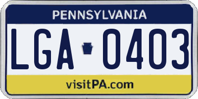 PA license plate LGA0403
