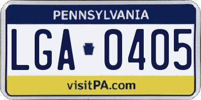 PA license plate LGA0405