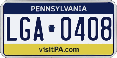 PA license plate LGA0408