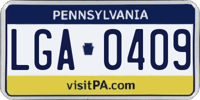 PA license plate LGA0409