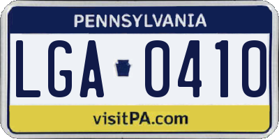 PA license plate LGA0410