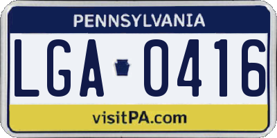 PA license plate LGA0416