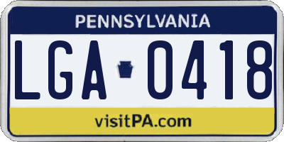 PA license plate LGA0418