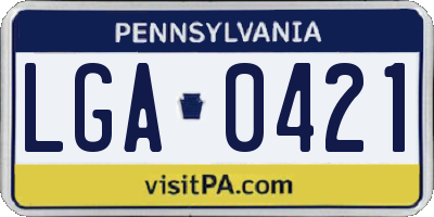 PA license plate LGA0421