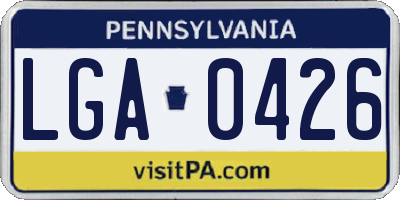 PA license plate LGA0426