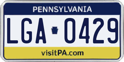 PA license plate LGA0429