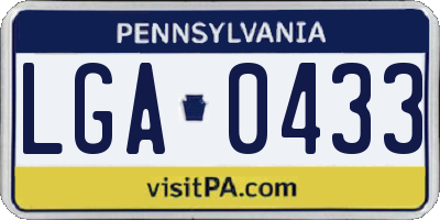 PA license plate LGA0433
