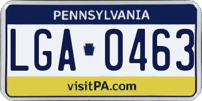 PA license plate LGA0463
