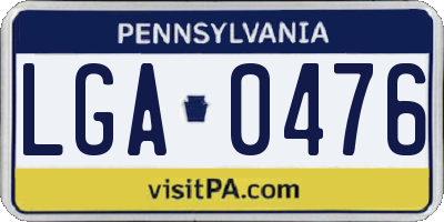 PA license plate LGA0476